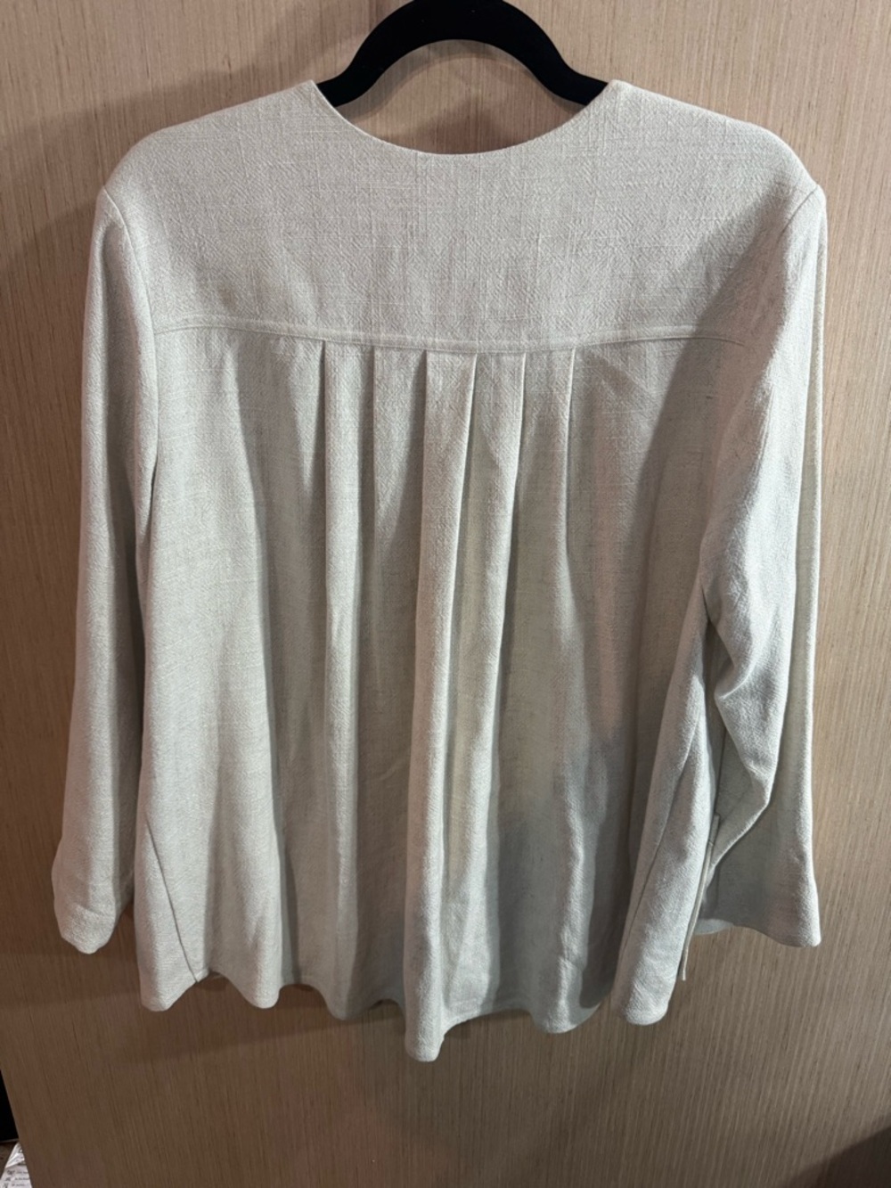 Soft Surroundings Linen Blend Cream Open-Front Button Front Blazer Size Medium - Picture 6 of 6